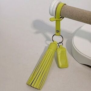 Purse charm tassel with name tag lime green